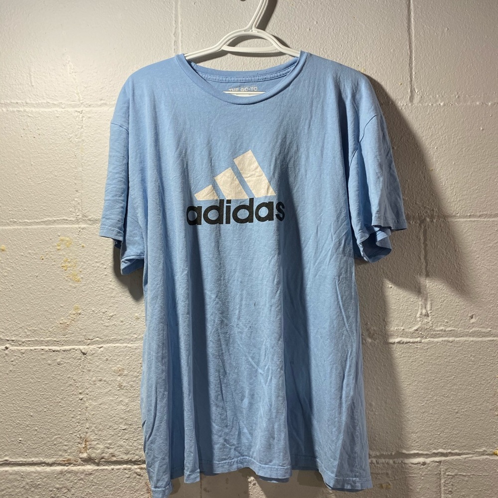 XL baby blue adidas tee